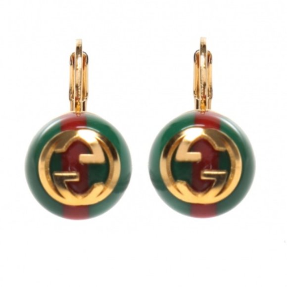 GUCCI Green Red Web Striped Earrings NEW IN GUCCI BOX - Picture 13 of 13